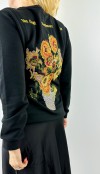 Etamin işlemeli siyah sweatshirt