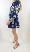 Ethnic printed navy midi dress