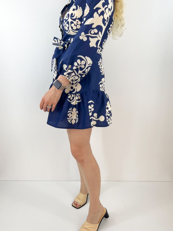 Ethnic printed navy midi dress