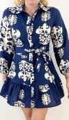 Ethnic printed navy midi dress