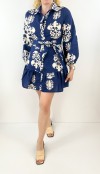 Ethnic printed navy midi dress