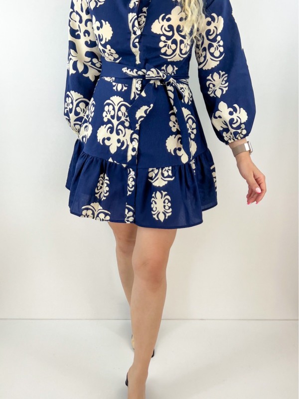 Ethnic printed navy midi dress