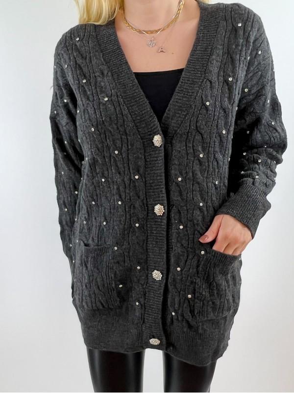 Stone detailed gray pullover