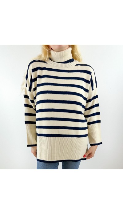 Çizgili balıkçı triko kazak