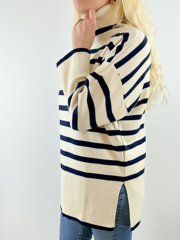 Striped tunic sweater