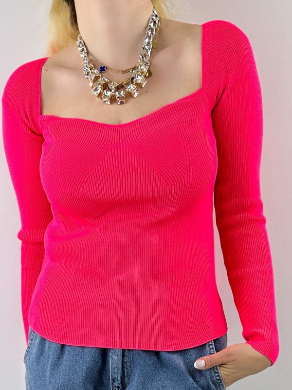 Pink neon knit blouse