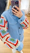 Crochet detailed jean jacket