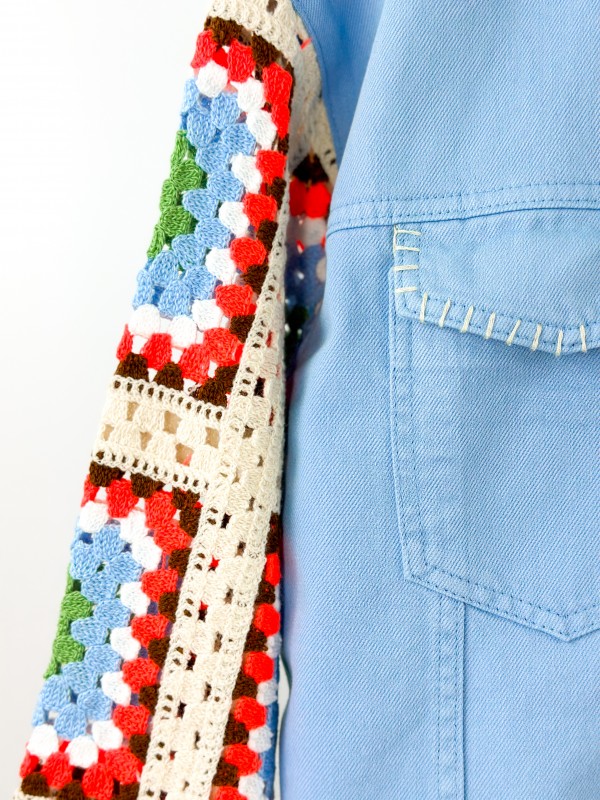 Crochet detailed jean jacket