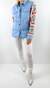 Crochet detailed jean jacket