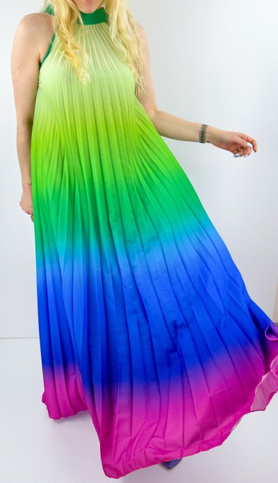 Renkli tasarım şifon elbise