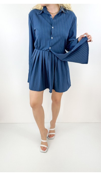 Pliseli asimetrik gömlek elbise