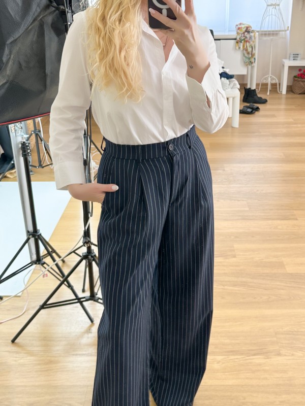 White striped palazzo pants