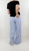 Striped blue poplin pants