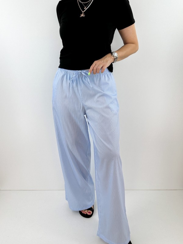 Striped blue poplin pants