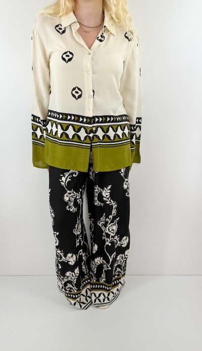 Etnic print shirt pants set