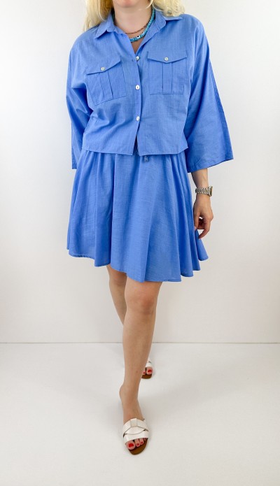 Linen shirt skirt set