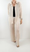 Creme color pleated shirt pants set