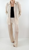 Creme color pleated shirt pants set