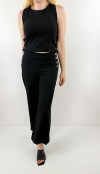 Siyah çıtçıt detaylı bluz pantolon takım