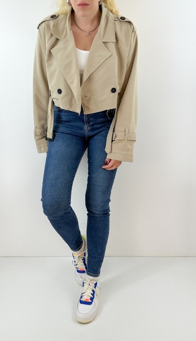 Kemerli kısa trençkot