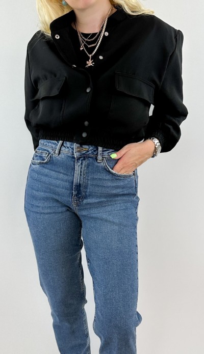 Geniş cepli bomber ceket