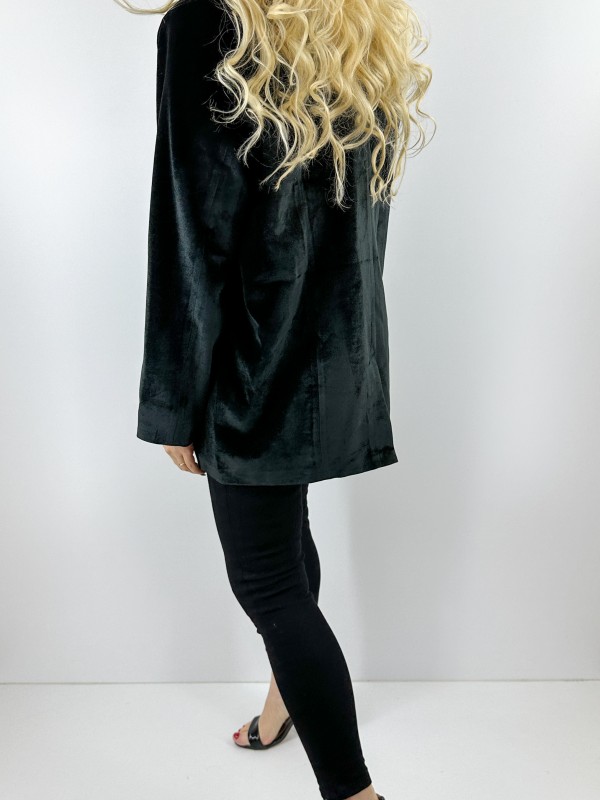 Siyah kadife oversize ceket