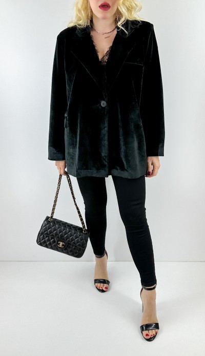 Siyah kadife oversize ceket