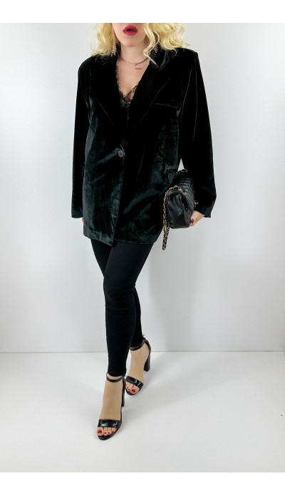 Siyah kadife oversize ceket