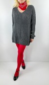 Gray V neck knit dress