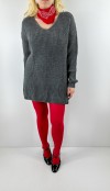 Gray V neck knit dress