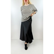 Siyah saten maxi etek