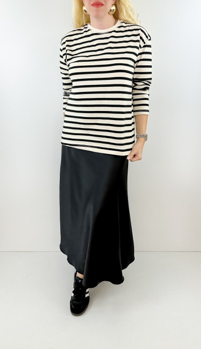 Siyah saten maxi etek