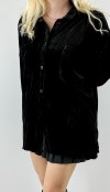 Siyah kadife oversize gömlek