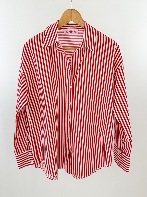 Red striped cotton shirt