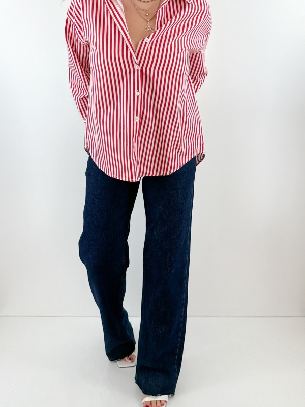 Red striped cotton shirt