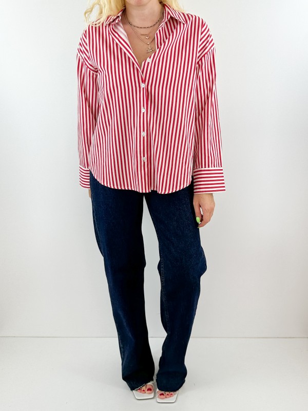 Red striped cotton shirt