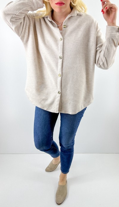 Pamuklu rahat kalıp gömlek