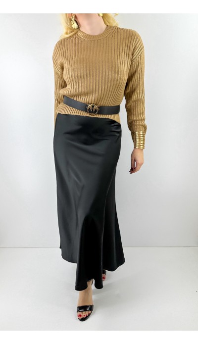 Altın varak baskılı triko bluz