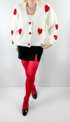 Strawberry detailed creme cardigan