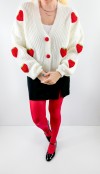 Strawberry detailed creme cardigan