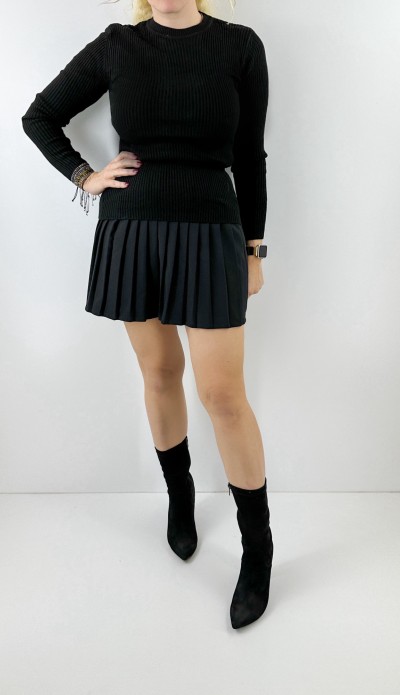 Siyah bisiklet yaka basic kazak