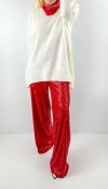 Red sequin pants