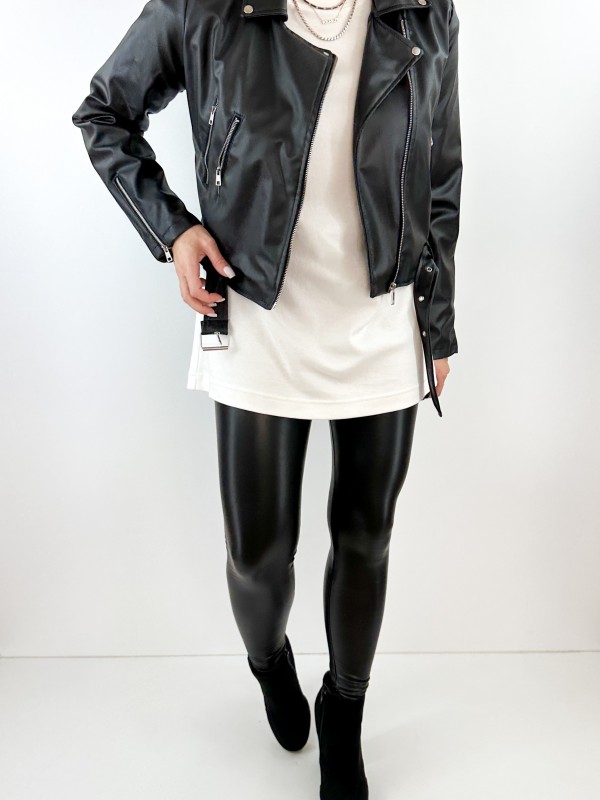 Black faux leather leggings