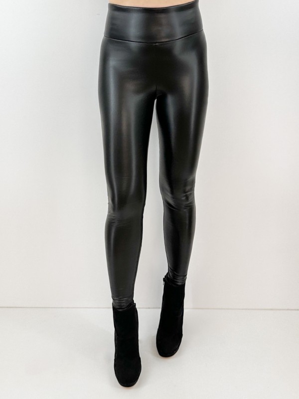 Black faux leather leggings