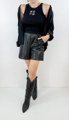 Faux leather black shorts