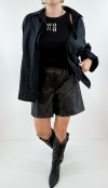 Faux leather black shorts