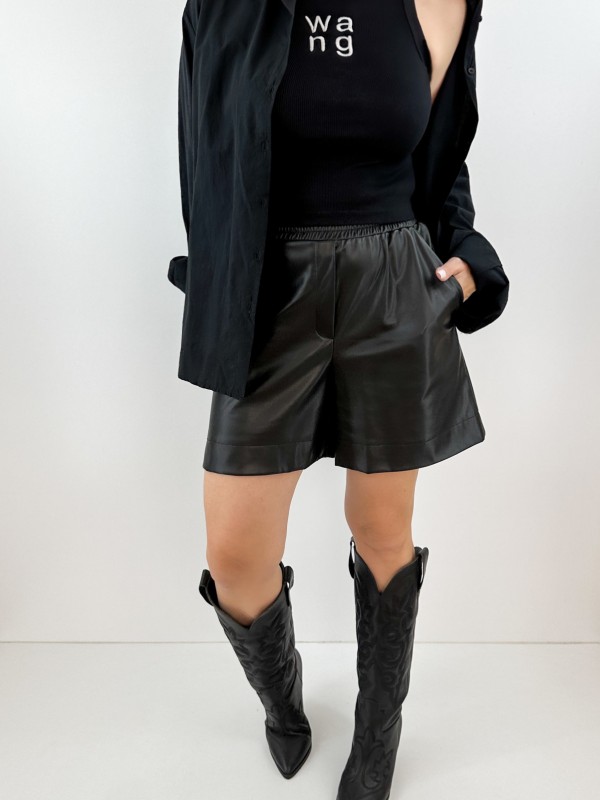 Faux leather black shorts