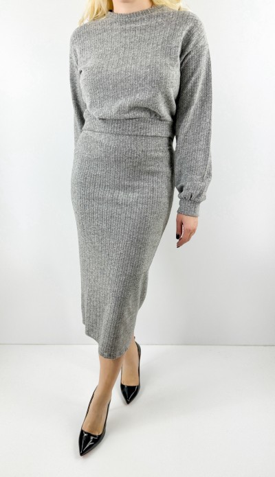 Gray blouse skirt set