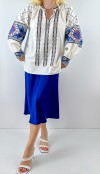 Blue embroidery detailed blouse