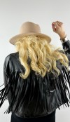 Fringed black faux leather jacket